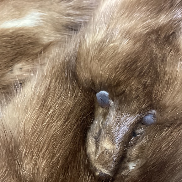 Vintage 4 pelt brown/tan full mink fur shawl, neck wrap, boa, scarf clip MINK - Picture 5 of 15